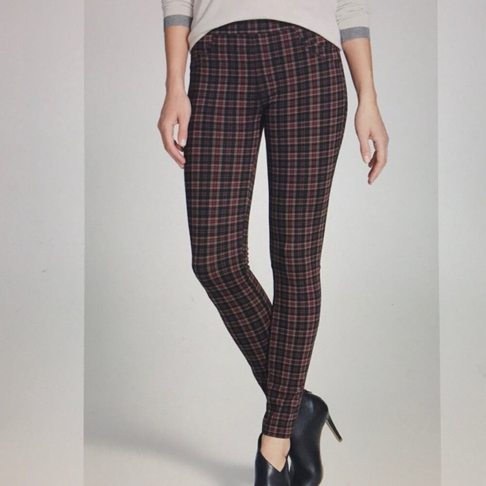 Sanctuary Brown Plaid Pull On Skinny Stretch Leggings Size Large